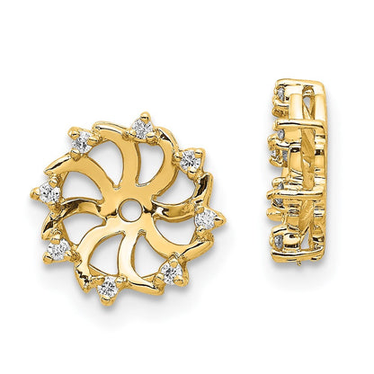 14k Yellow Gold AA Diamond Earring Jacket Gift for Women