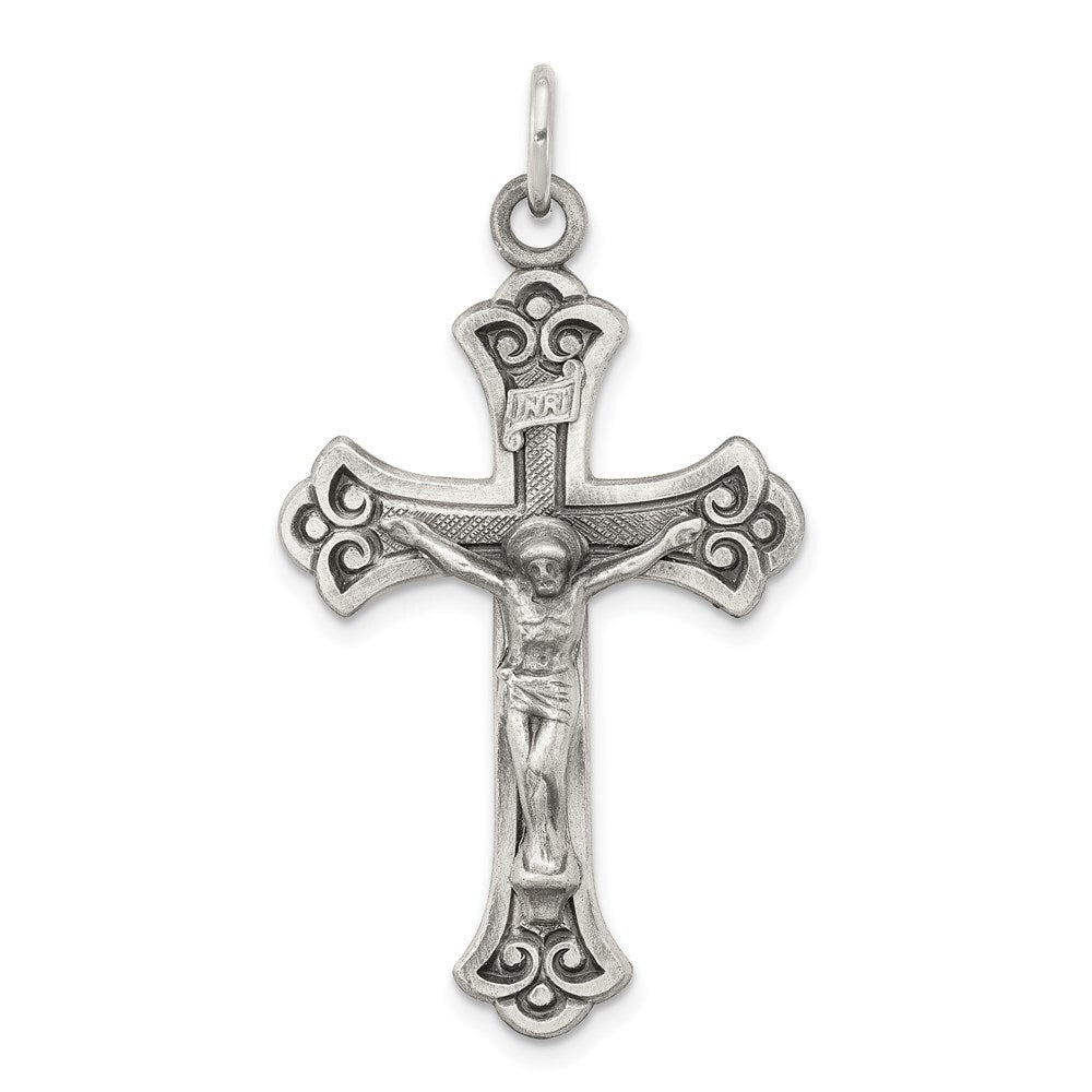 Sterling Silver Antiqued INRI Crucifix Pendant Holiday Gift for Women