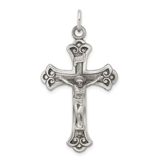Sterling Silver Antiqued INRI Crucifix Pendant Holiday Gift for Women