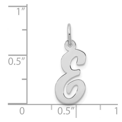 14k White Gold Medium Script Letter E Initial Charm Pendant
