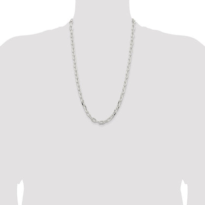 Sterling Silver 7.5mm Diamond-cut Long Link Cable Chain