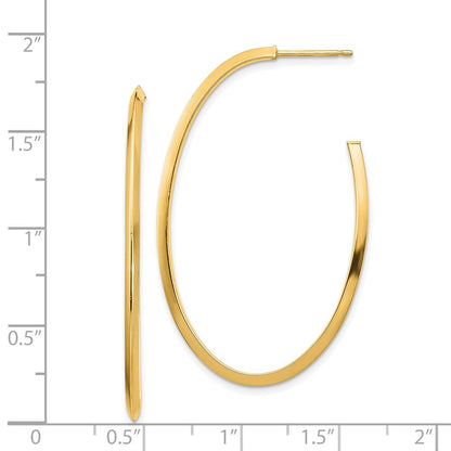 14k Yellow Gold Polished Knife Edge Oval 2mm Dangle Earrings