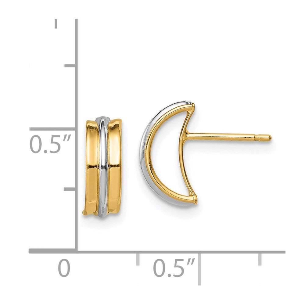 14k Yellow Gold Rhodium Stud Earrings Gift for Women