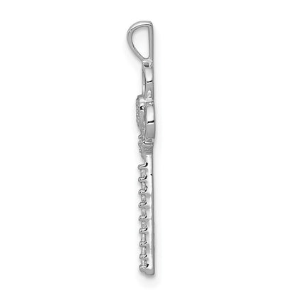 14k White Gold Diamond Club Key Pendant for Women
