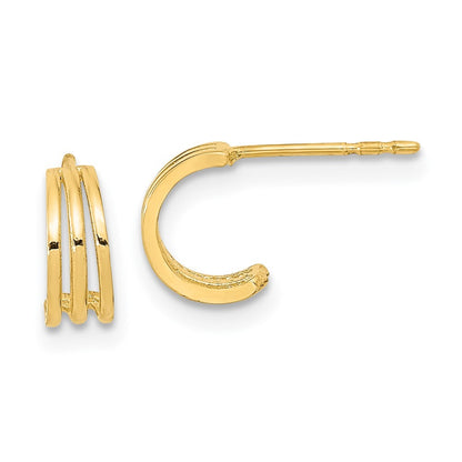 14k Yellow Gold Polished Hoop Earrings Gift for Women