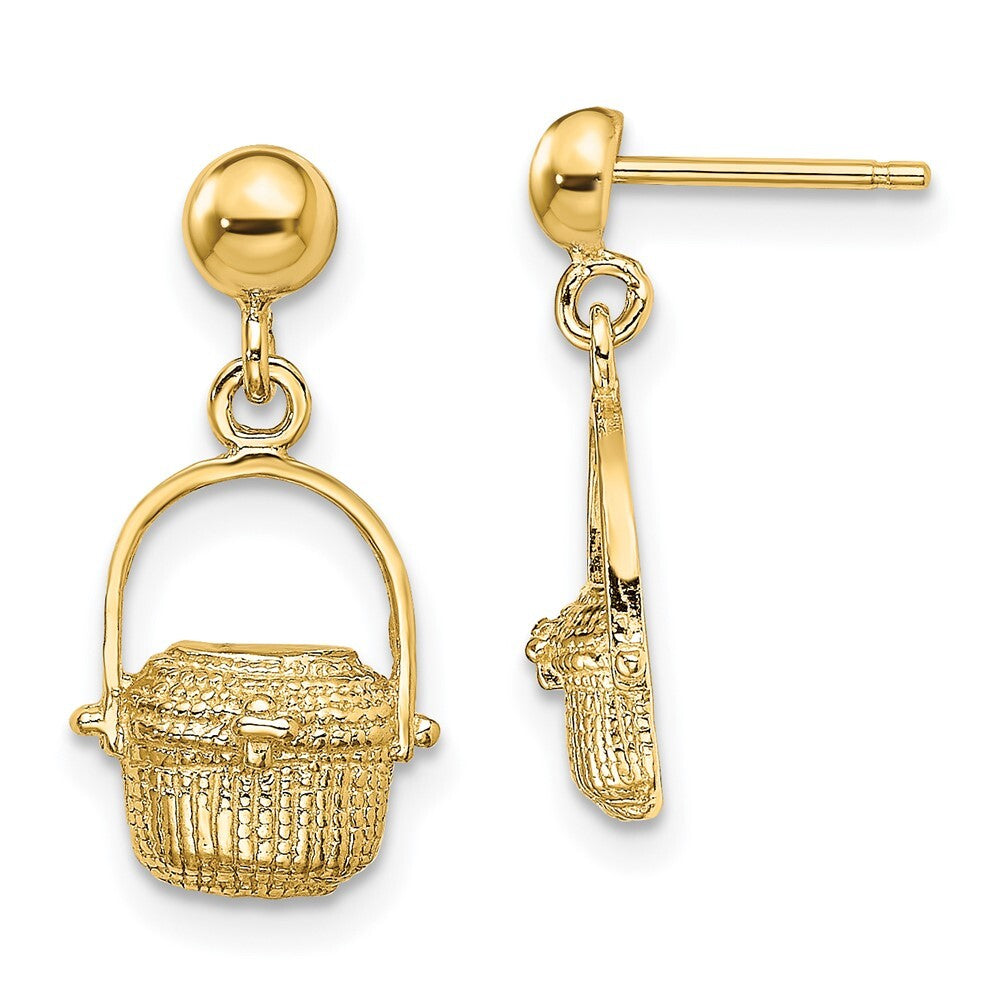 14k Yellow Gold Nantucket Basket Stud Earrings Gift for Women