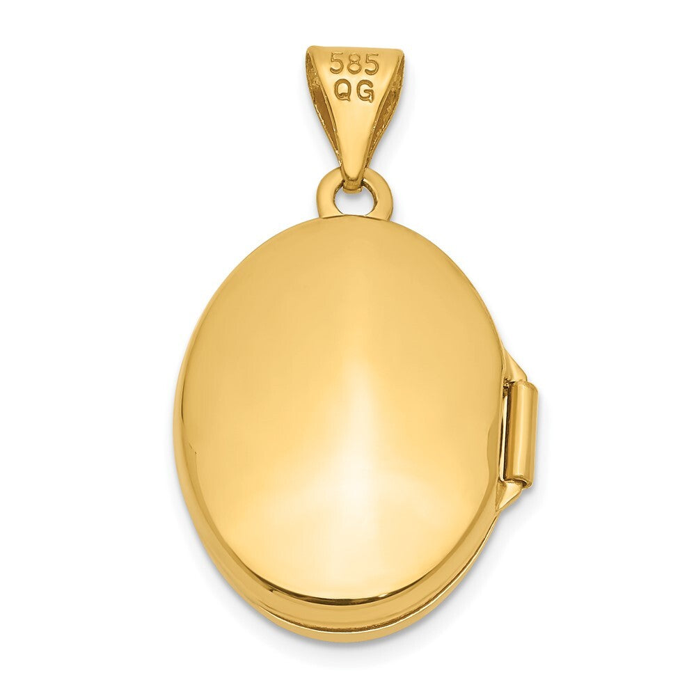 14k Yellow Gold Plain Polished Oval Locket Pendant for Women