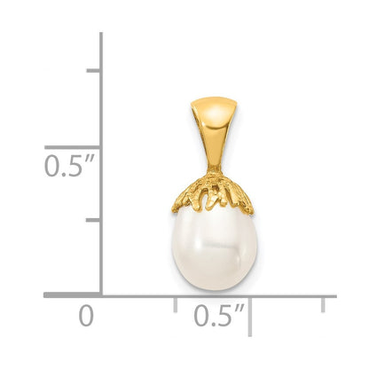 14k Yellow Gold 7-8mm White Rice Freshwater Cultured Pearl Pendant