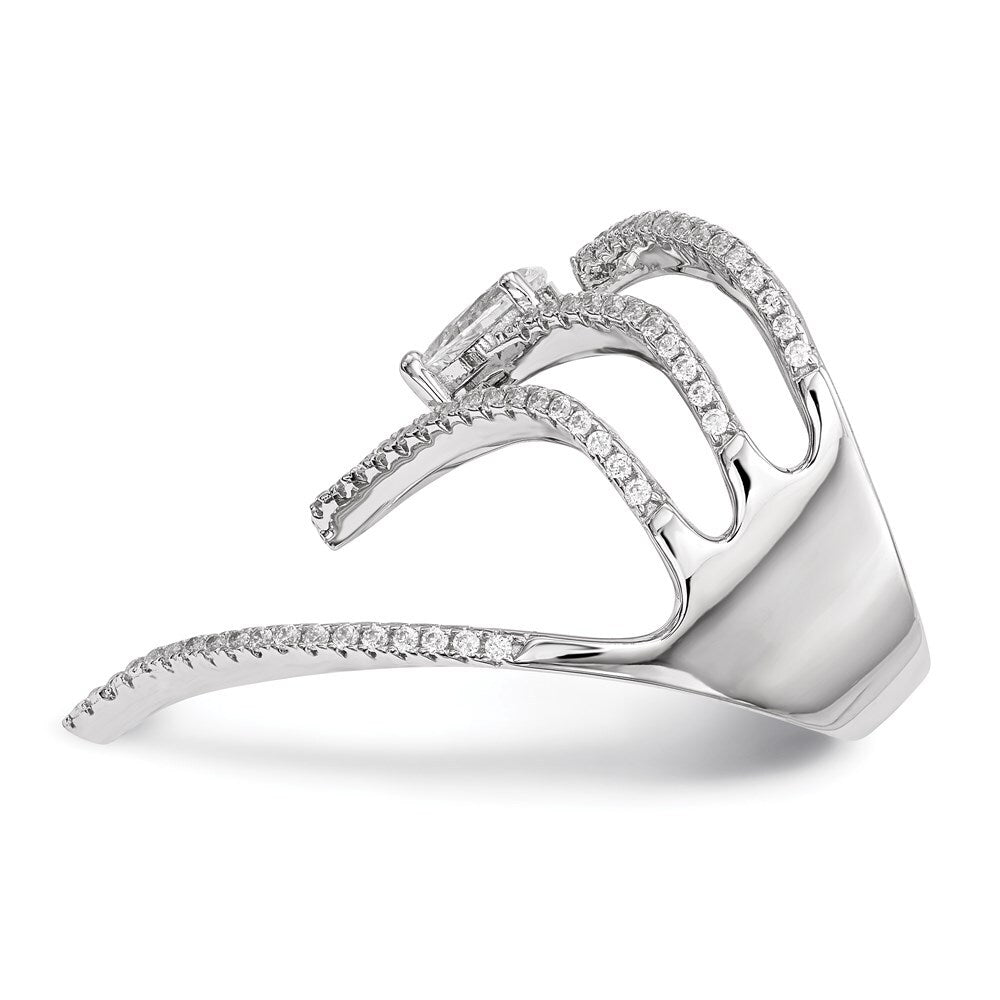 Sterling Silver Rhodium-plated Cubic Zirconia Ring Size 6