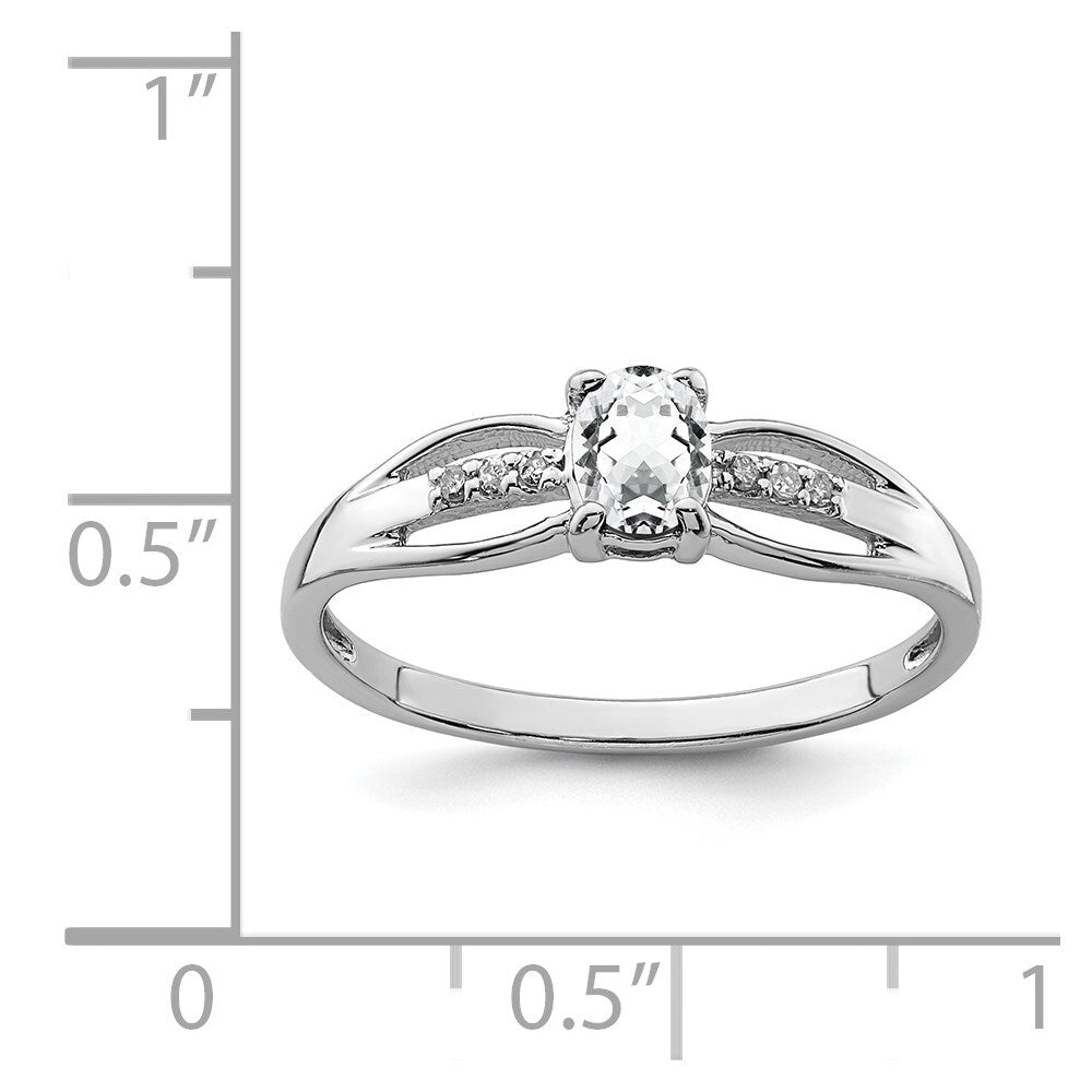 Sterling Silver Rhod-plated Diamond White Topaz Ring Size 8
