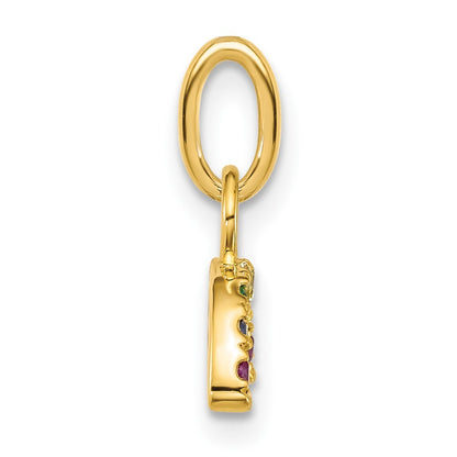 14k Yellow Gold Polished Multi-color CZ Double Rainbow Charm