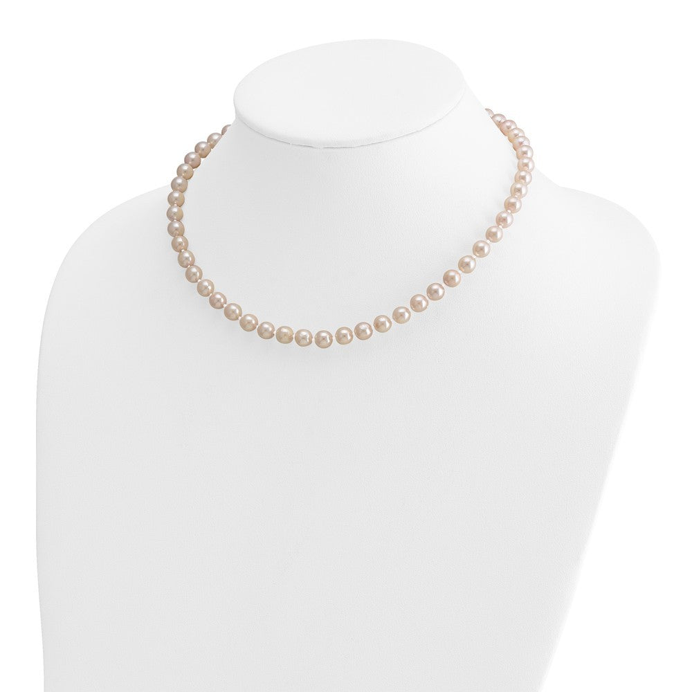 14k Yellow Gold 6-7mm White Round Akoya Saltwater Cultured Pearl 16" Necklace