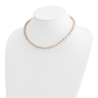 14k Yellow Gold 6-7mm White Round Akoya Saltwater Cultured Pearl 16" Necklace