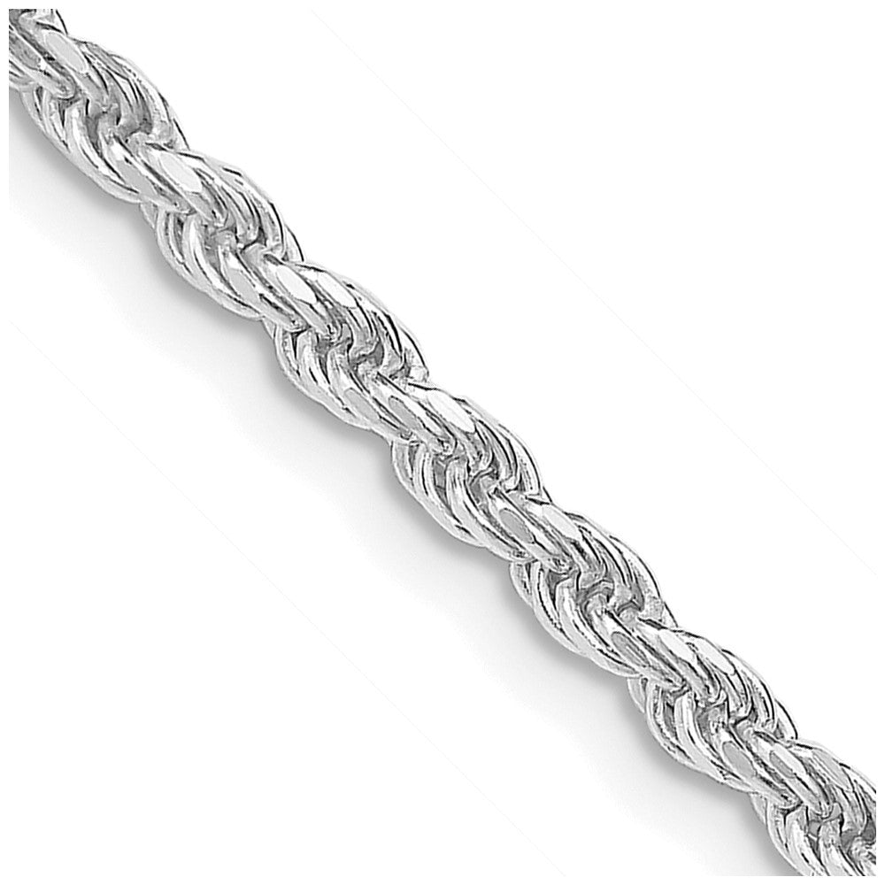 Sterling Silver Rhodium-plated 2.75mm Diamond-cut Rope Chain Necklace