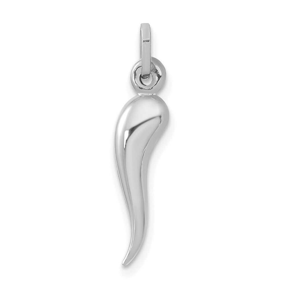 14k White Gold 3D Italian Horn Charm Pendant for Women