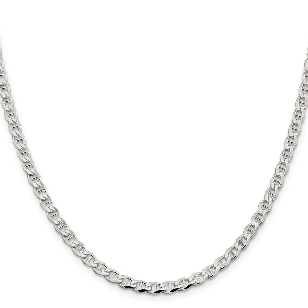 Sterling Silver 4.0mm Diamond-Cut Flat Anchor Curb Chain Necklace