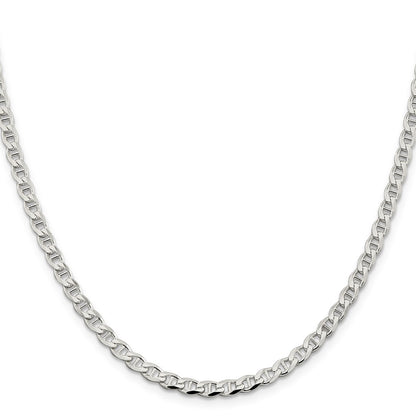 Sterling Silver 4.0mm Diamond-Cut Flat Anchor Curb Chain Necklace