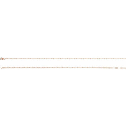 14k Rose Gold 2.1 mm Paperclip 18" Chain Necklace Fine Gift for Women