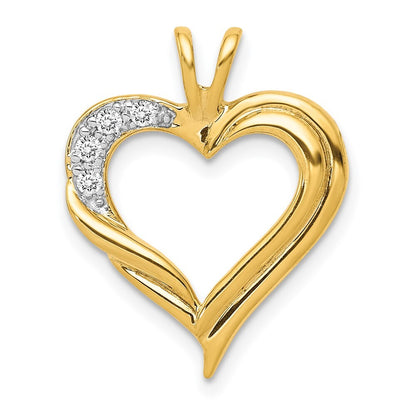 14k Yellow Gold Diamond Fancy Heart Pendant for Women