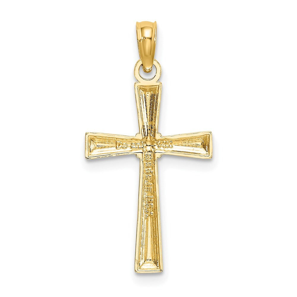 14k Yellow Gold Diamond-Cut and Textured Cross Charm Pendant for Women