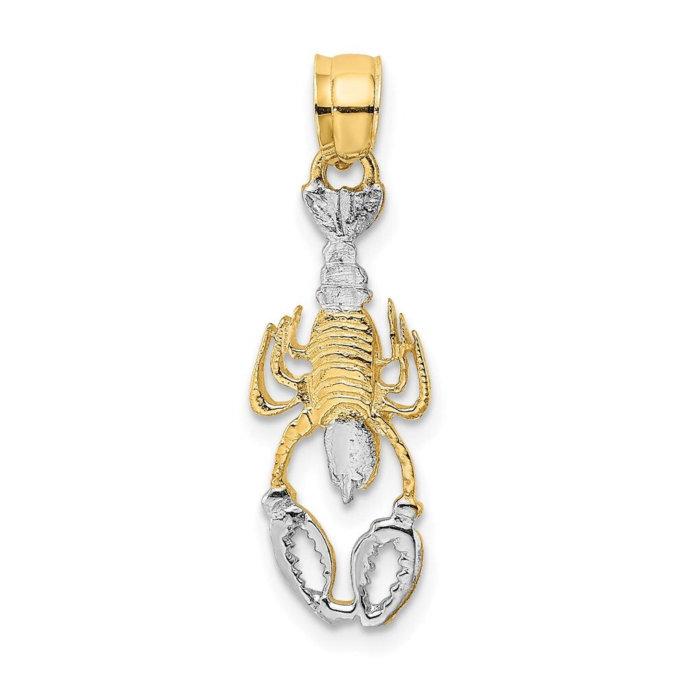 14k Yellow Gold with White Rhodium Lobster Charm Pendant for Women