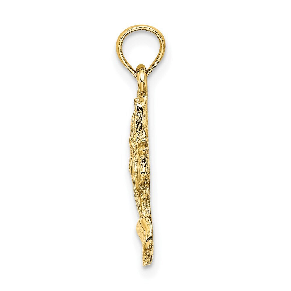 14k Yellow Gold 2-D Praying Hands Charm Pendant for Women