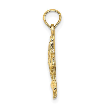 14k Yellow Gold 2-D Praying Hands Charm Pendant for Women
