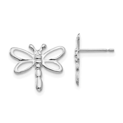 14k White Gold Polished Dragonfly Stud Earrings Gift for Women