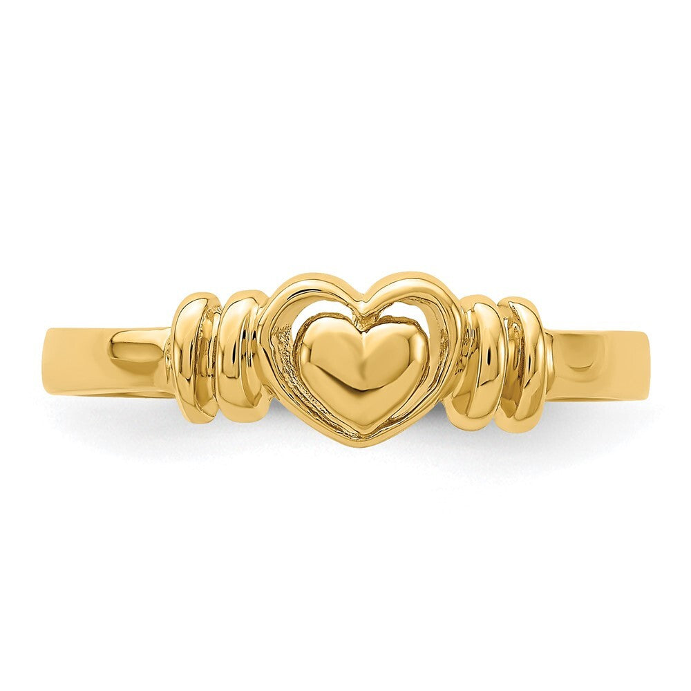 14K Yellow Gold Polished Heart Ring Size 7