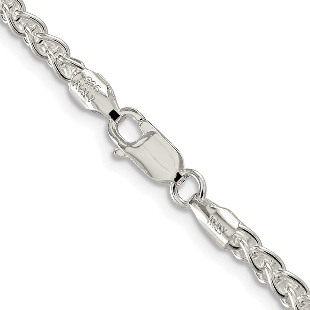 Sterling Silver Rhodium-plated 3mm Round Spiga Chain Necklace