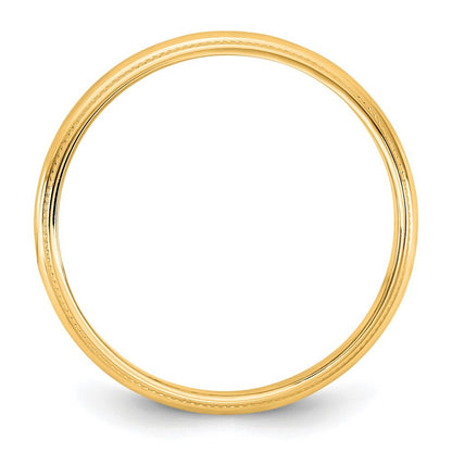 14K Yellow Gold 3.5mm LTW Milgrain Half Round Band Ring Size 7