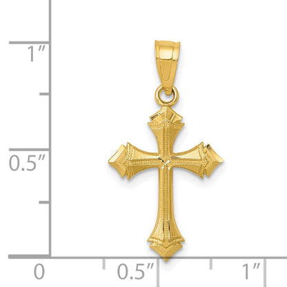 14k Yellow Gold Diamond-cut Passion Cross Charm Pendant for Women