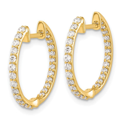 14k Yellow Gold Diamond In/Out Hinged Hoop Earrings