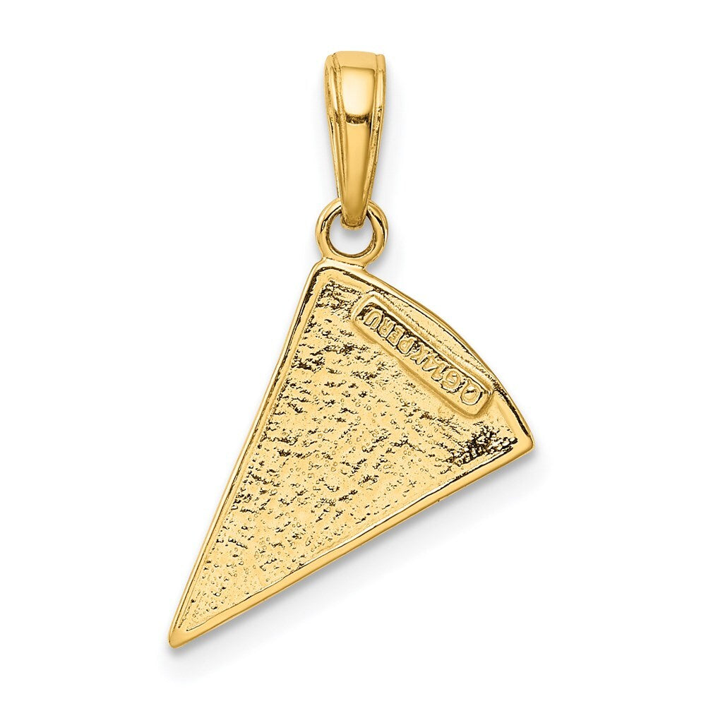 14k Yellow Gold Enameled Pizza Slice Pendant for Women