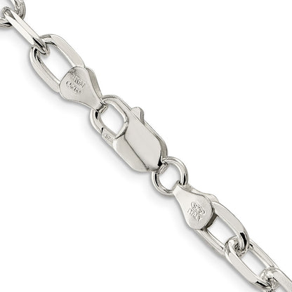 Sterling Silver 6.65mm Diamond-cut Long Link Cable Chain Necklace