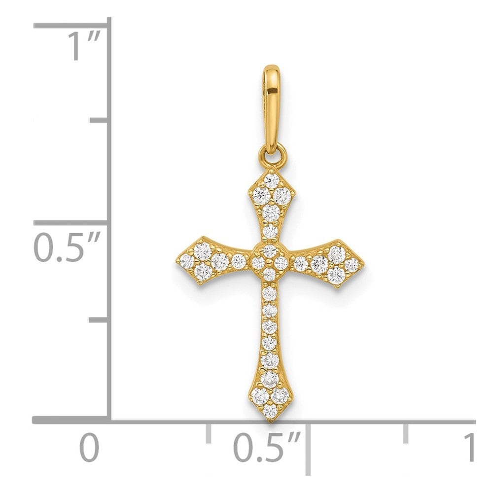 14k Yellow Gold Polished Cubic Zirconia Passion Cross Pendant