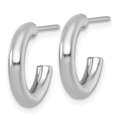 14k White Gold Polished 3.0 x 16mm Tube C-Hoop Earrings