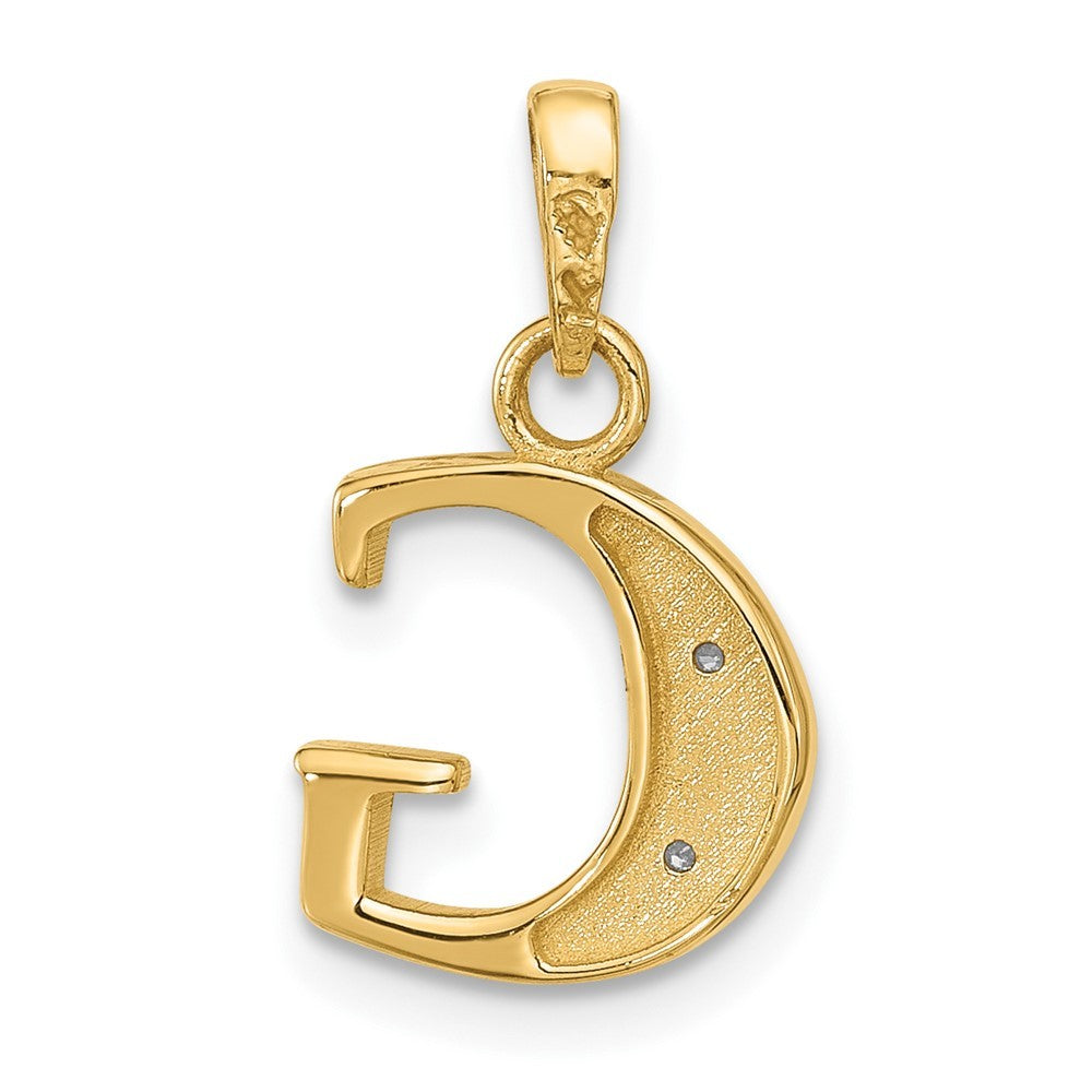 14k Yellow Gold with Rhodium Diamond Letter G Initial Pendant