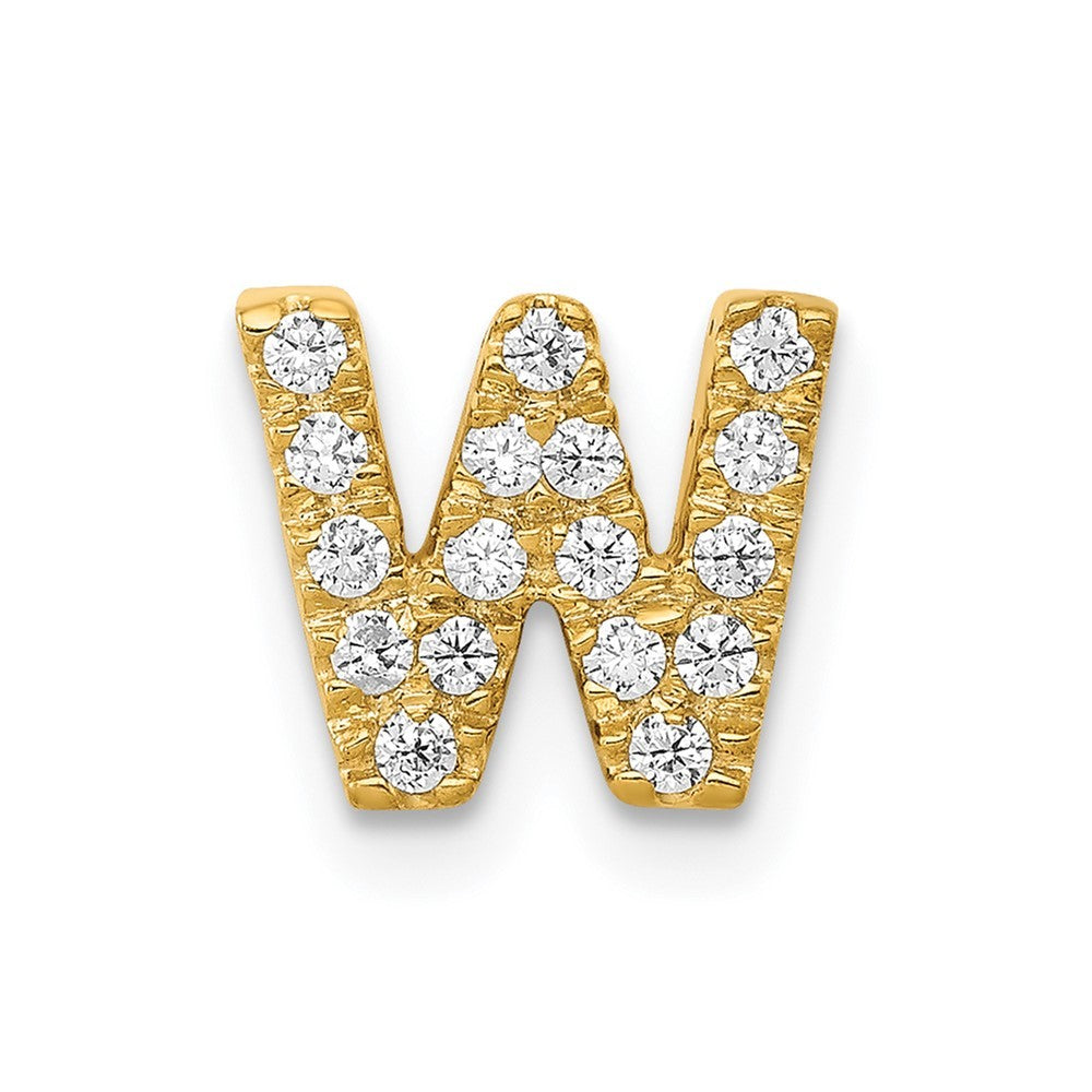 14k Yellow Gold  Diamond Letter W Initial Charm