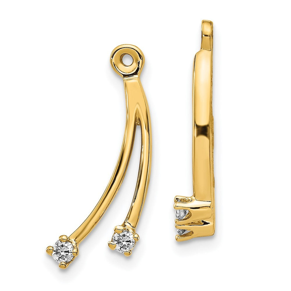 14k Yellow Gold 2 Stone Dangle Diamond Earring Jackets