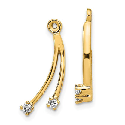 14k Yellow Gold 2 Stone Dangle Diamond Earring Jackets