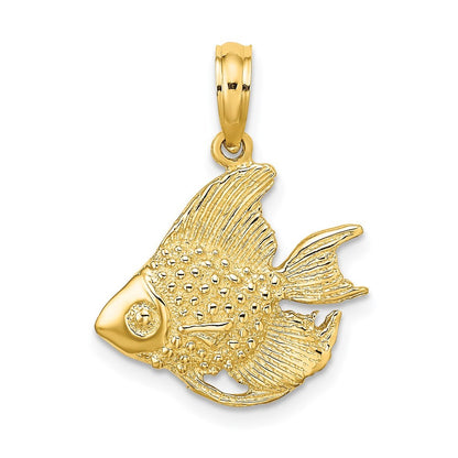 14k Yellow Gold Textured Fish Charm
