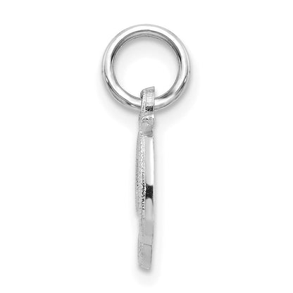 14K White White Gold Casted Script Letter D Initial Charm