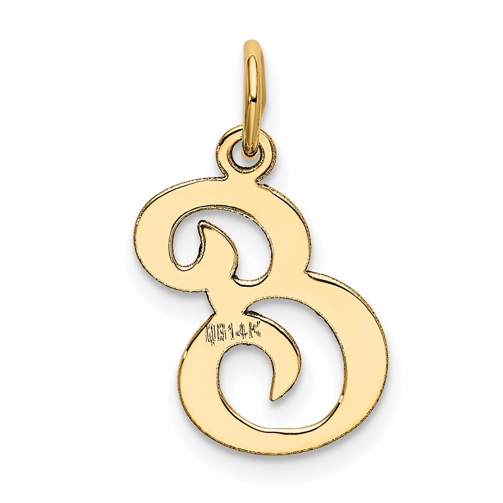 14k Yellow Gold Script Letter E Initial Charm Pendant for Women