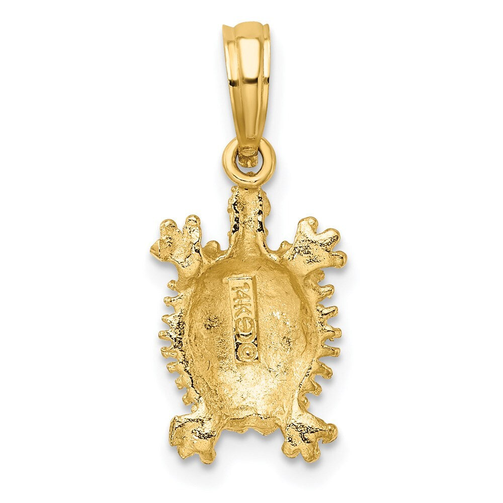 14k Yellow Gold Land Turtle Charm Pendant for Women