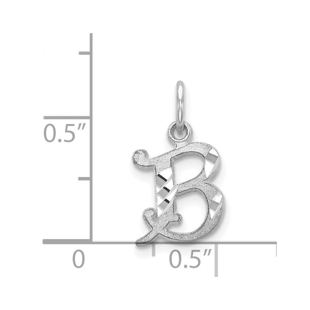 14K White Diamond-cut Letter B Initial Charm