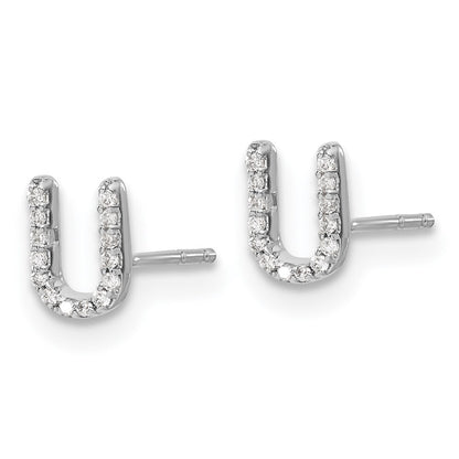 14k White Gold Diamond Initial U Stud Earrings Gift for Women