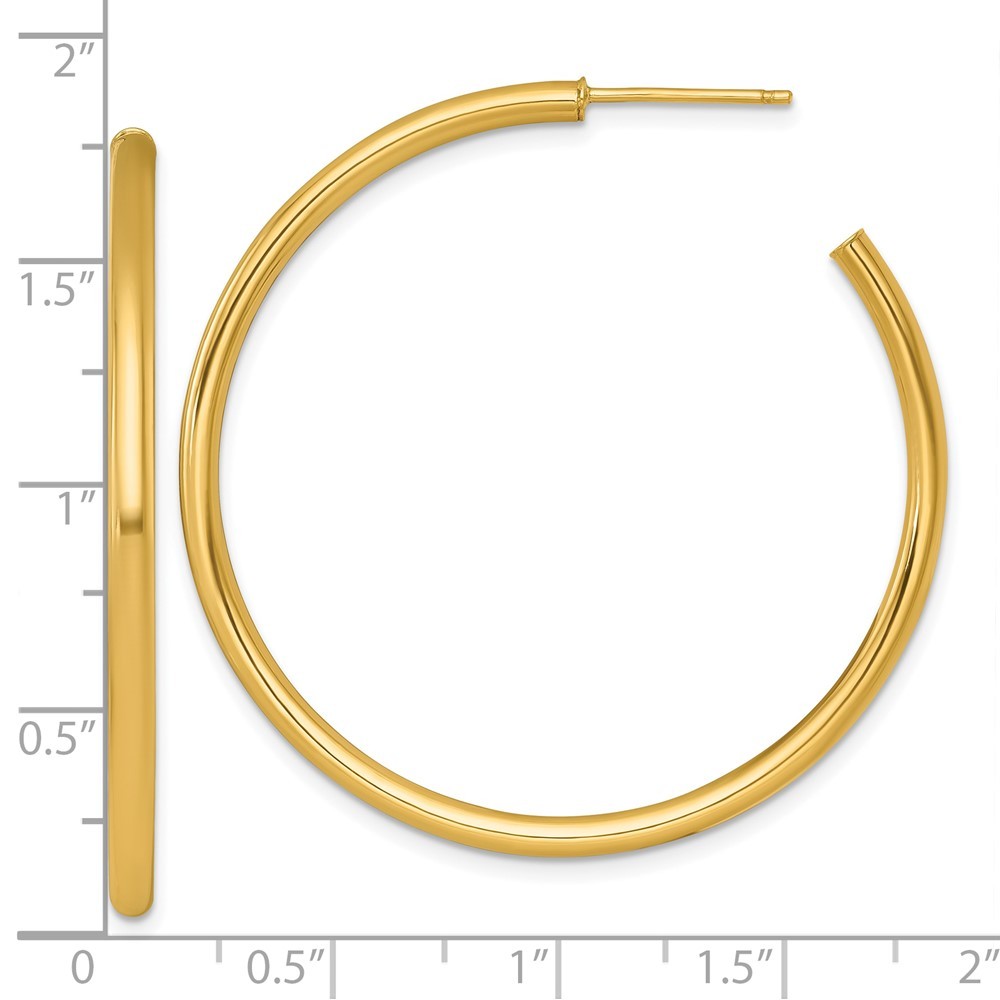 14k Yellow Gold Polished 2.5 x 45mm Tube C-Hoop Earrings