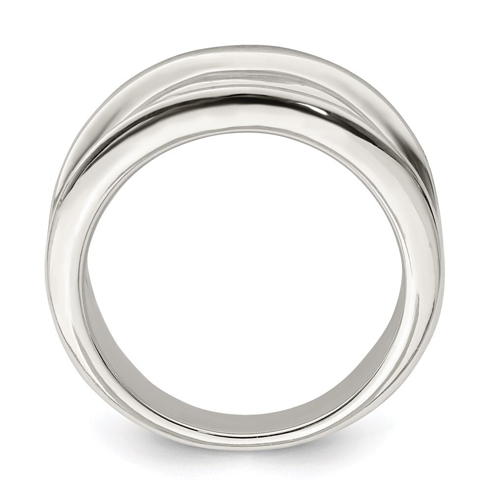 Sterling Silver 15mm Tapered Ring Size 8