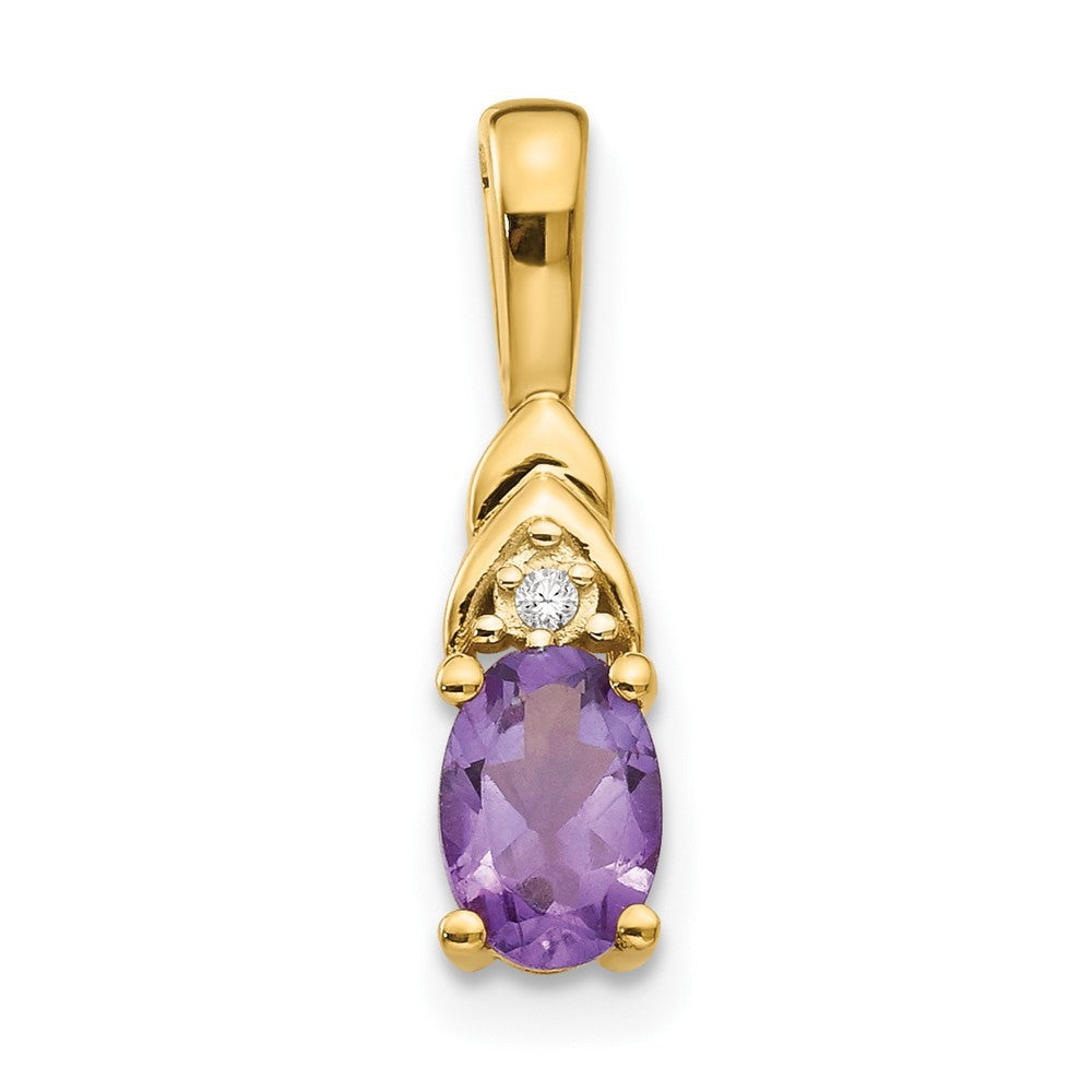 14k Yellow Gold Amethyst and Diamond Pendant